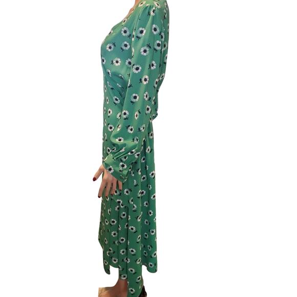 Halogen Size 1X Green Floral True Wrap Midi Dress Spring St. Patrick's - Picture 4 of 11